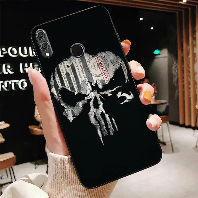 

Cool Punisher Skull Art Soft Phone Case Black For Huawei Mate10/30/30Pro/40/40Pro Enjoy10/10Plus/8Plus/9E Y6P/8S/9 Cases