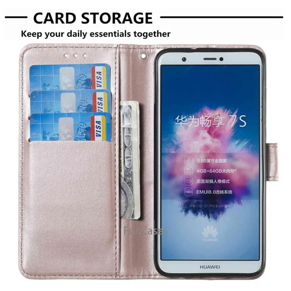 Чехол для huawei P Smart чехол Флип Роскошный кожаный силиконовый 2018 PSmart Enjoy 7S FIG-L21 FIG-LX1