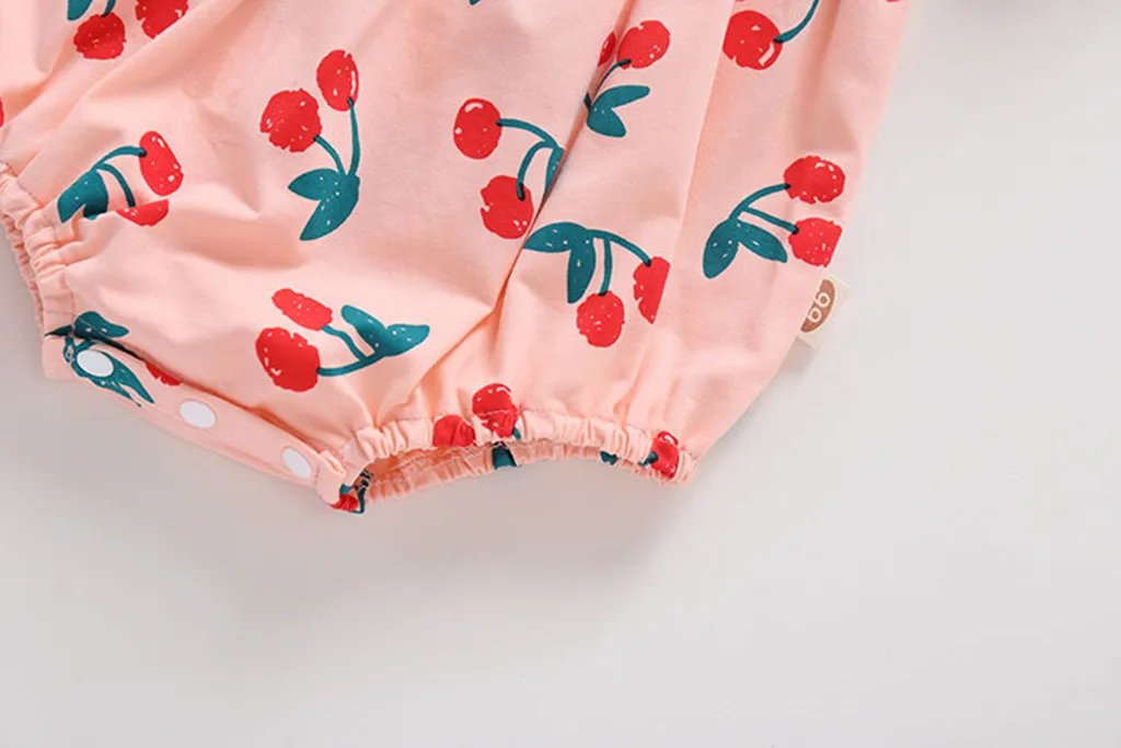 

3-24 Months Newborn Baby Girls Bodysuits Infant Baby Girls Print Ruched Romper Bodysuit Hairband Clothes Outfits Kids Baby Sets