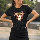 Женские футболки Disney, летняя Удобная черно-белая футболка с рисунком Микки Мауса, корейский Забавный стильный Топ, футболка