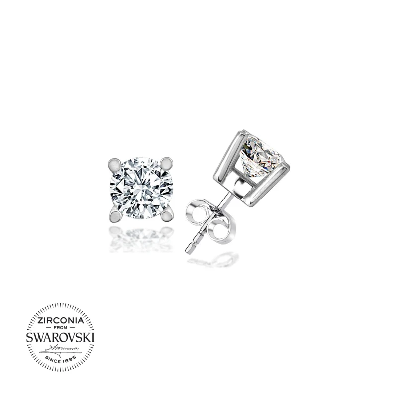 

Silverlina Silver Swarovski Zirconia Cubic Zirconia Solitaire Earrings