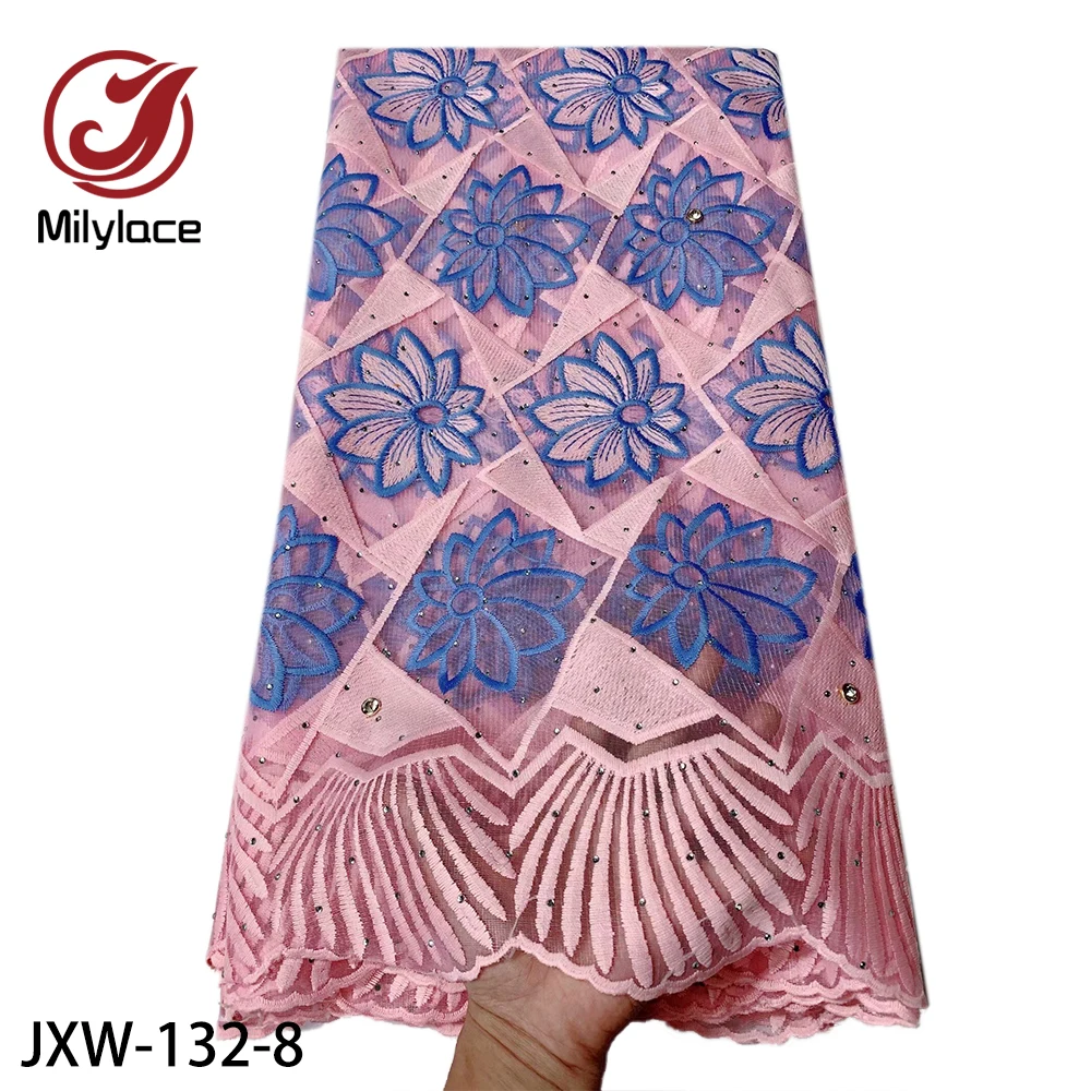 Milylace новейшая нигерийская Кружевная Ткань 5 ярдов Цветочная вышивка тюль