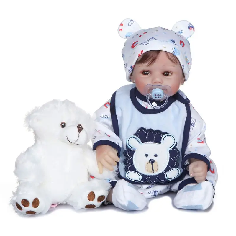 

Dropshipping 55cm Realistic Doll Soft Body Vinyl Toddler Babies Lifelike Boy Bear Toy Pacifier Birthday Christmas Gift for