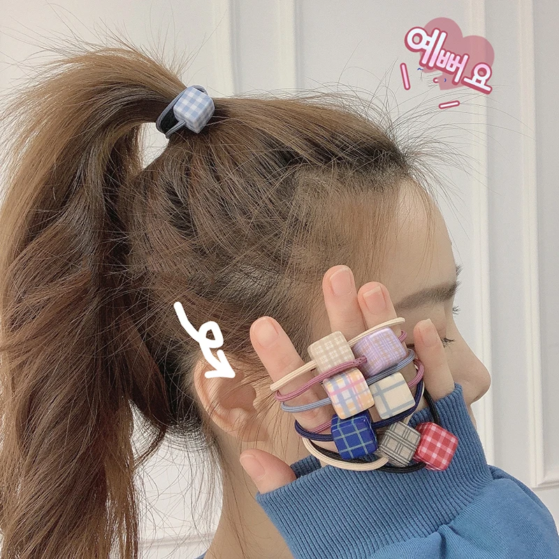 

1Pcs Women Girls Colorful Nylon Plaid Elastic Hair Bands Ponytail Holder Rubber Bands Scrunchie Headband Hair Accessories Cute