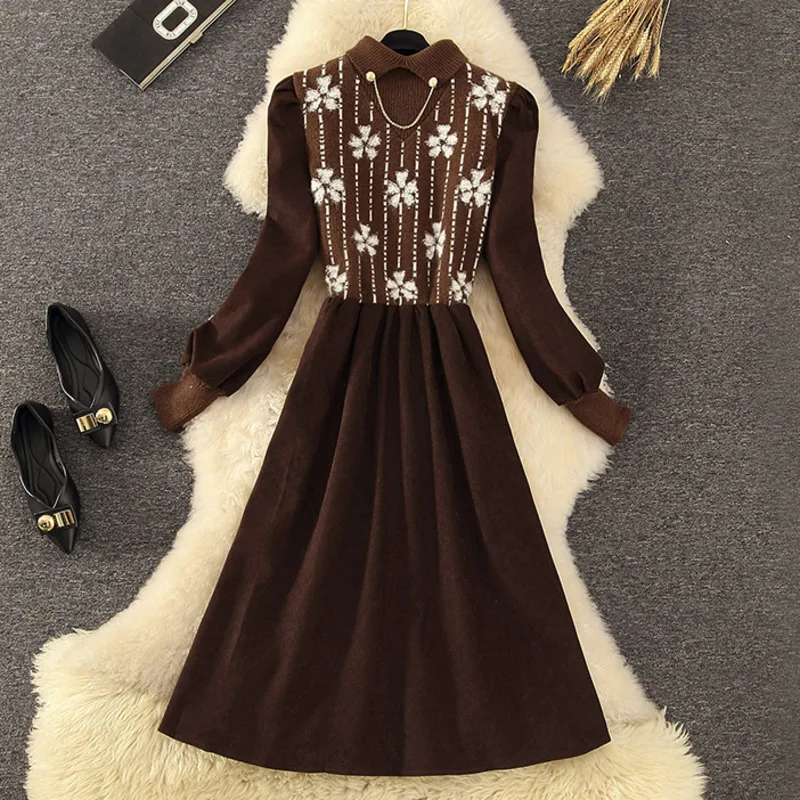 

Женское винтажное вечерние котажное платье, длинное ТРАПЕЦИЕВИДНОЕ ПЛАТЬЕ С Высокой Талией, в стиле пэчворк, весна 2021