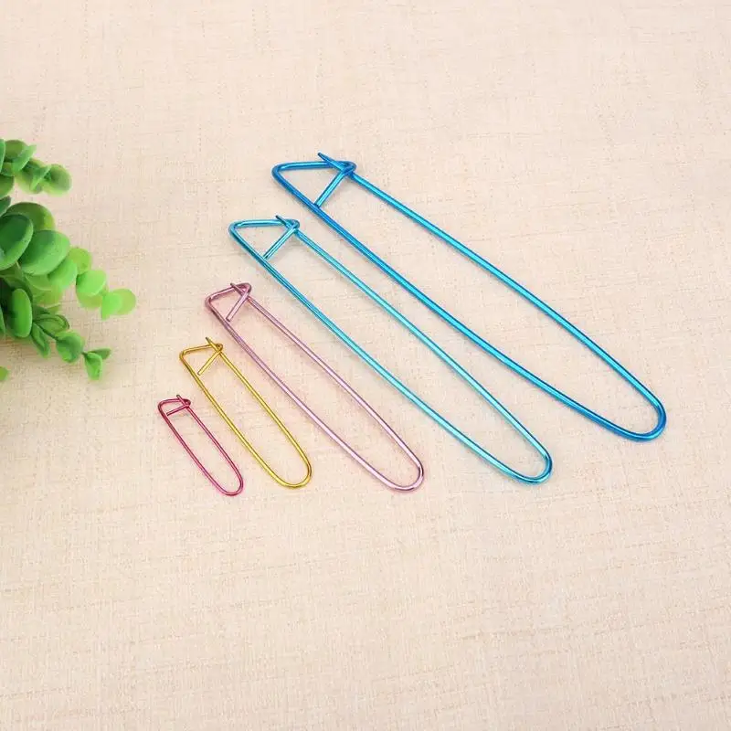 5pcs/set Aluminum Alloy Knit Holders Knitting Needles Markers Craft Hook Colorful Non-slip Clothing Sewing Knitting Needles