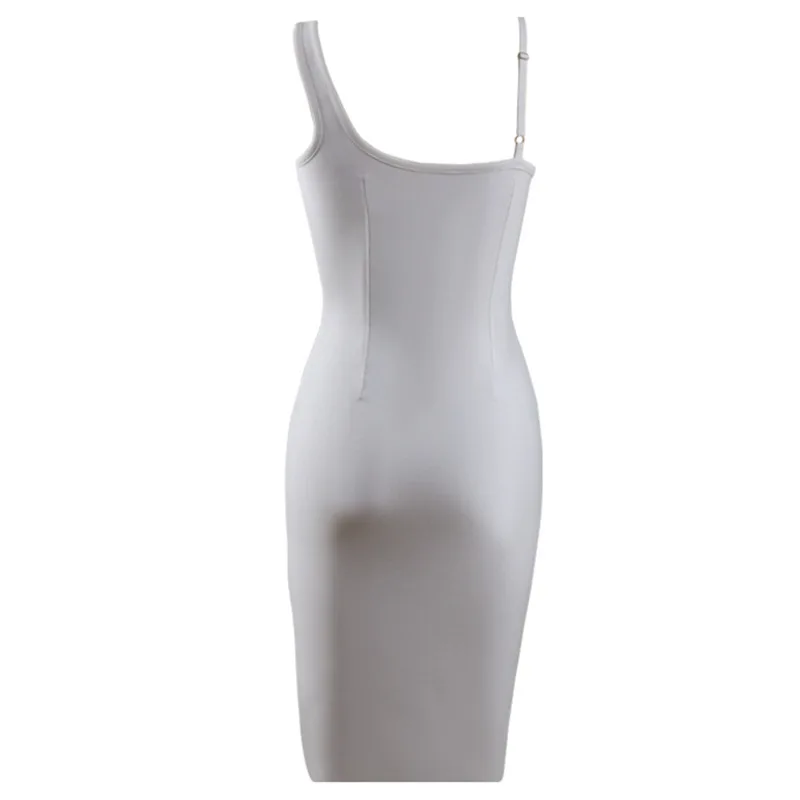 

2021 New Summer White Bodycon Bandage Dress Women Sexy Spaghetti Strap Sleeveless Side Zipper Club Celebrity Evening Party Dress