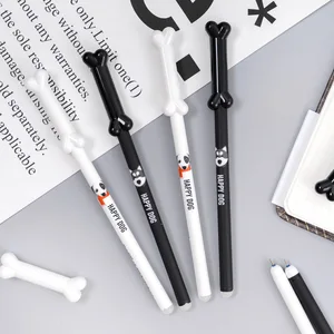 4 шт. стираемые гелевые ручки с мультяшными счастливыми собаками синие чернила kawaii подарочные гелевые ручки для письма милые канцелярские принадлежности для офиса и школы