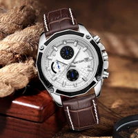 megir fashion new luxury men multifunctional quartz watches leather strap luminous waterproof chronograph mens watch 2015g