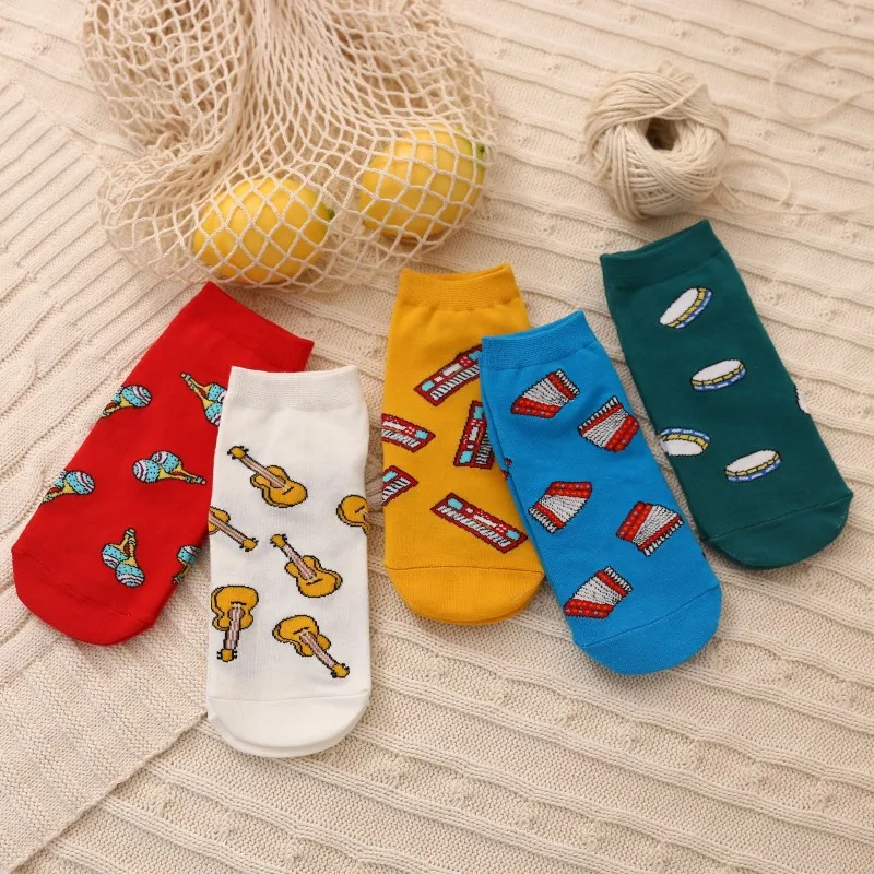 

New Women's Socks Spring Ladies Personality Musical Instrument Invisible Non-slip Boat Socks Asakuchi College Style Socks