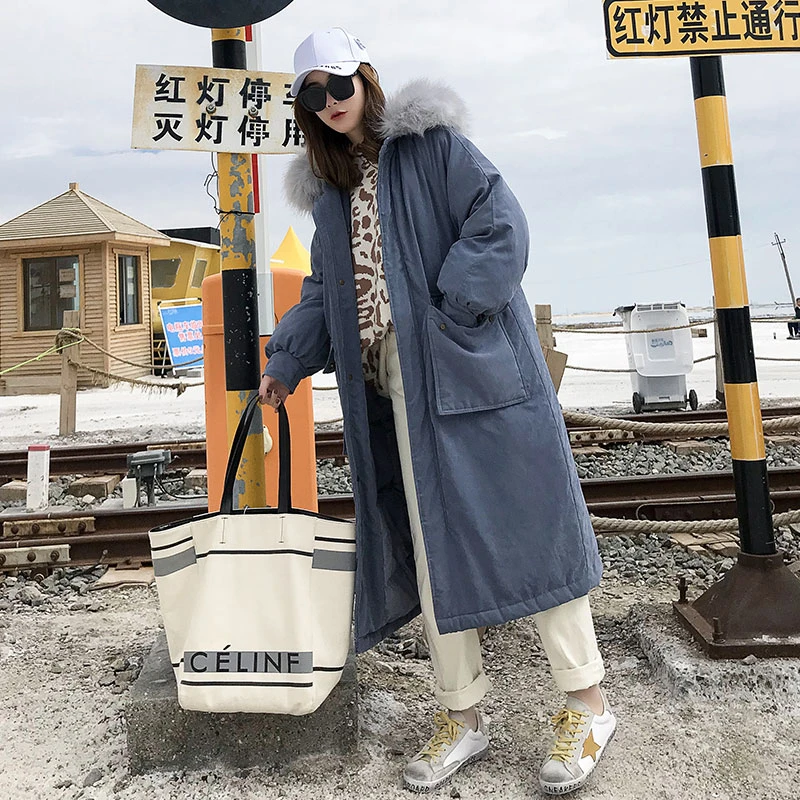 

2020 Winter Jacket Women Long Hooded Women's Parka Coat Thick Warm Fashion Loose High Quality Large Fur Collar Frail Puffer Coat
