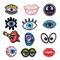 eye patch sticker iron on clothes diy cool heat transfer sexy mouth applique embroidered application cloth fabric sequin patches