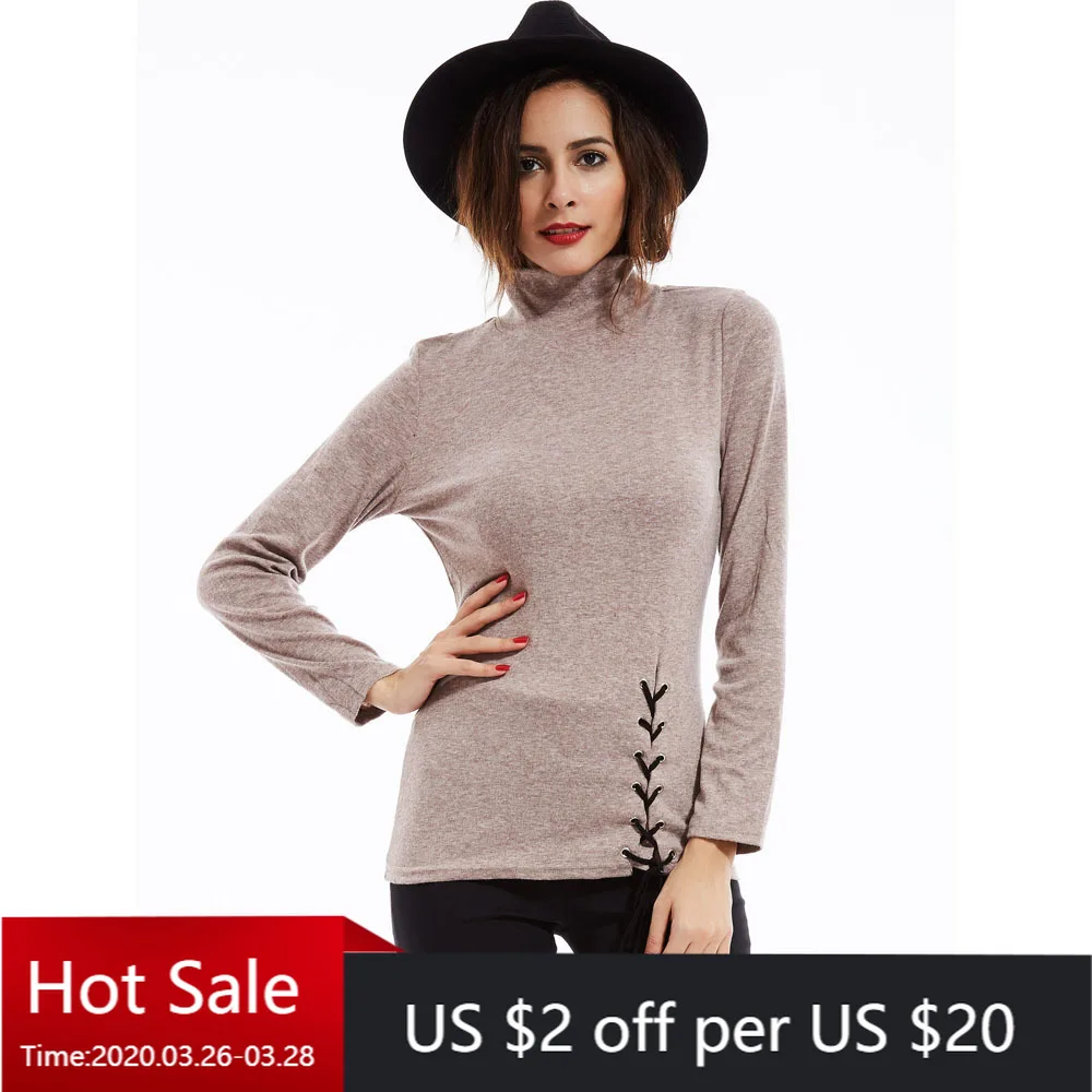 Женские топы и блузки 2018 осень чистый цвет водолазка женские рубашки с длинным