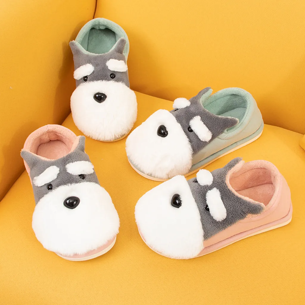 Женские и мужские зимние тапочки милые хлопковые теплые домашние для семьи