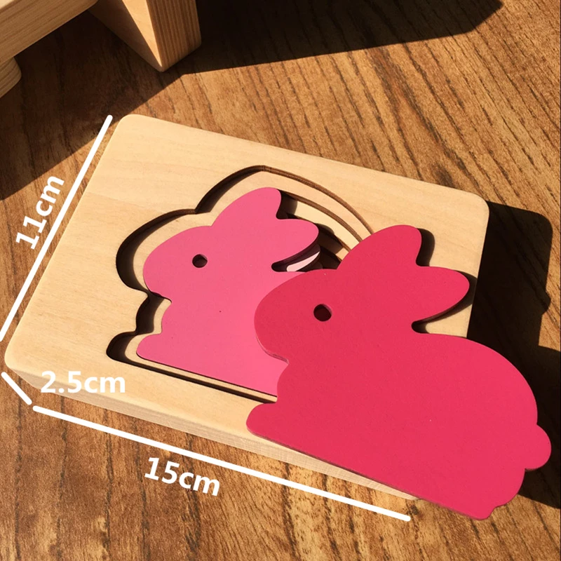 Детские деревянные игрушки для детей, животные, картонная 3D головоломка, многослойные пазлы, детские игрушки, обучающие средства для детей раннего возраста