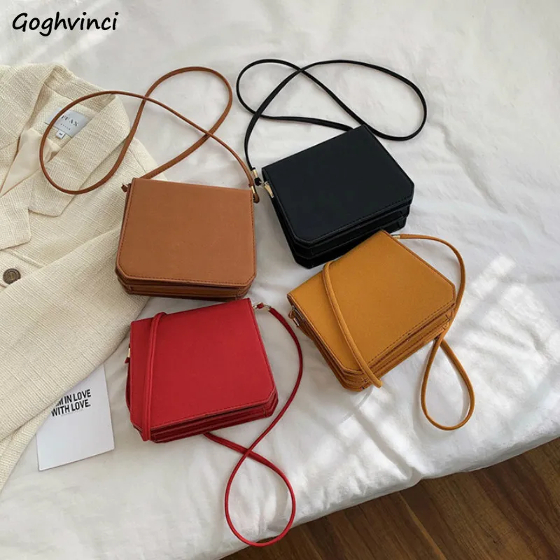 

Women Crossbody Bags Simple Elegant Cover-Flap One-single Bag Autumn Winter Vintage All-match Pouch Frosted PU Leather Students