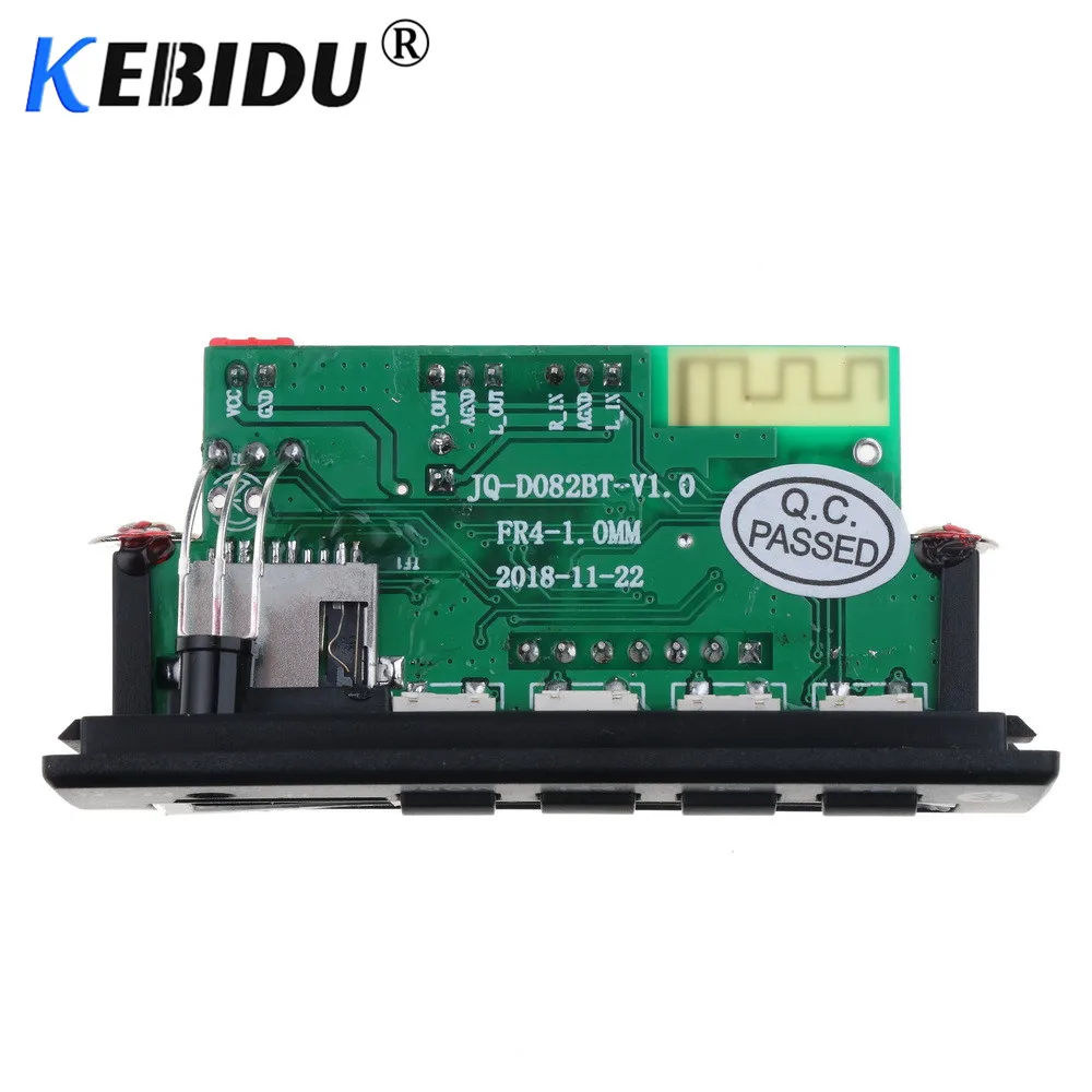 Kebidu 5V 12V Bluetooth 5,0 MP3 Плата декодера WMA, WAV, Беспроводной аудиомодуль Цвет Экран USB TF FM радио для автомобиля набор аксессуаров