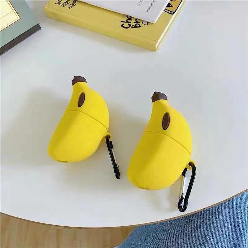 Чехол для наушников AirPods 1 2 с 3d изображением фруктов банана авокадо Bluetooth