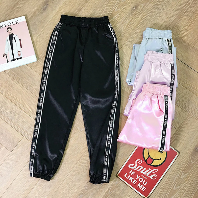 Женские спортивные брюки Loozykit атласные для йоги с большим карманом глянцевые