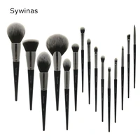 sywinas 15pcs makeup brush set high quality black synthetic hair nake up brush tools professional makeup brushes