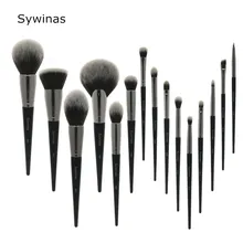 Sywinas Makeup Brush Set 15pcs High Quality Black Natural Synthetic Hair Nake Up Brush Tools Kit Professional Makeup Brushes