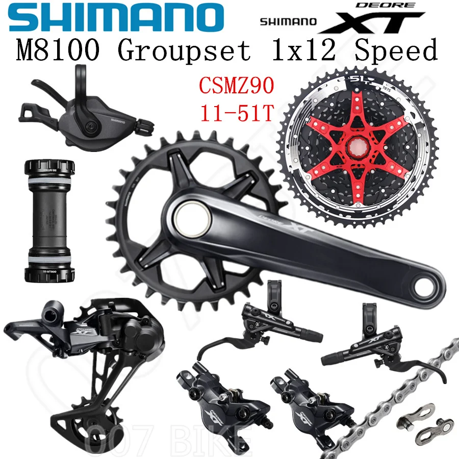 SHIMANO DEORE XT M8100 набор групп 32T 34T 36T 170 175 мм шатун для горного велосипеда 1x12-Speed CSMZ90 M8100 задний переключатель