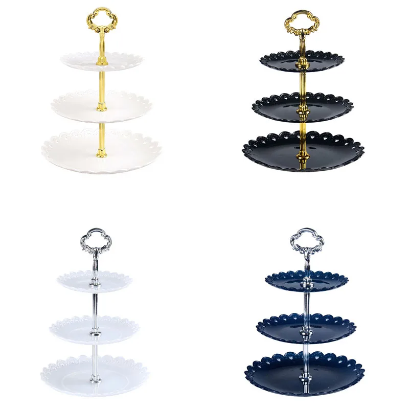 Трехъярусная подставка для торта тарелка фруктов Европейский десертный стол