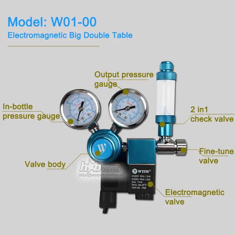 Co2 Controller Pressure Regulator Double Gaulage Magnetic Valve Aquarium Fish Tank CO2 Decompression Control With Bubble Counter | Дом и сад