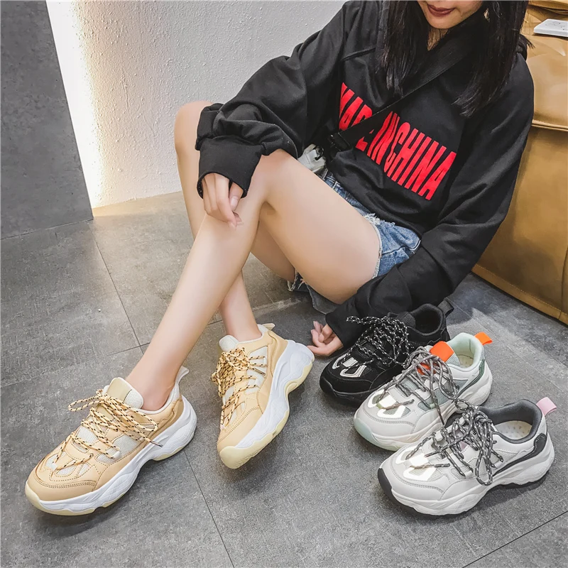 

Daddy shoes 2020 spring and autumn new sports shoes women's shoes Korean fashion all-match mesh stitching increased casual shoes