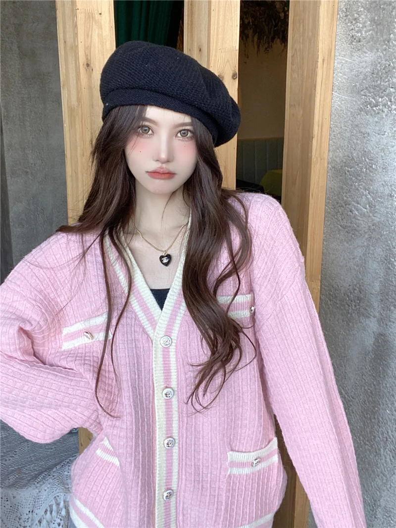 

Real Photo of Autumn Clothing Style V-neck Sweater Loose...