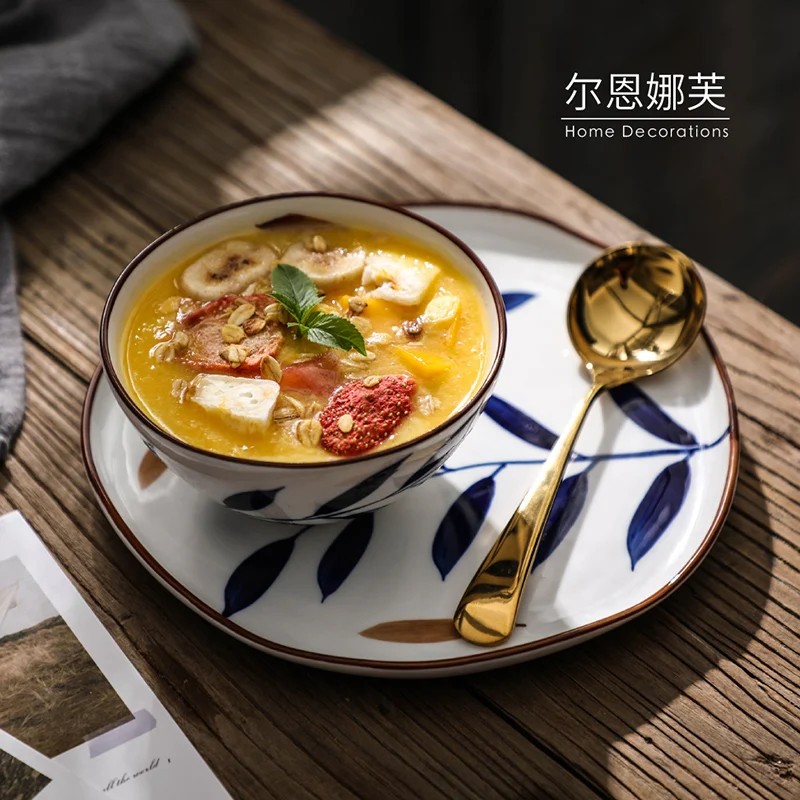 

Japanese Simple Ceramic Fruit Salad Bowl Dessert Bowl Single Creative Personalized Rice Bowl Household Tableware Set