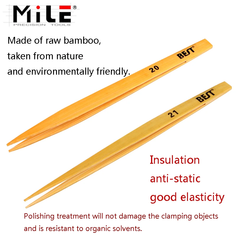 

MILE Bamboo Tweezers Anti-static Pointed Bamboo Clamps to Pick Up Gold Foil, Silver, Copper, Aluminum, Electronic Repair