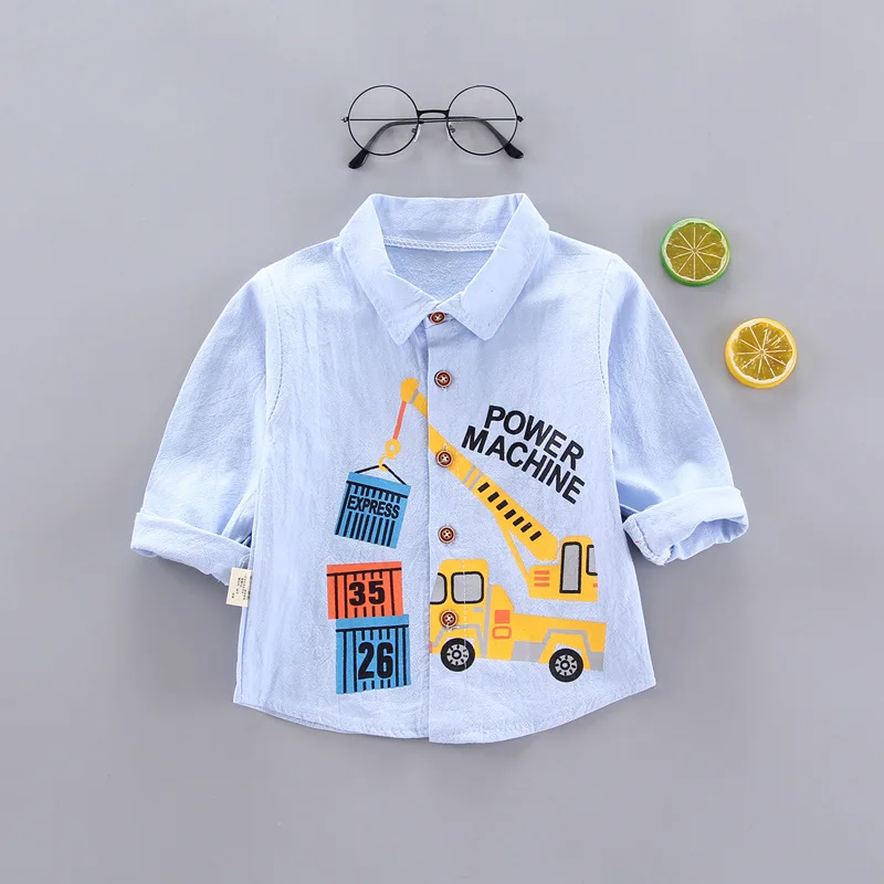 Рубашка с длинным рукавом для мальчиков хлопковая тонкая детская одежда на весну