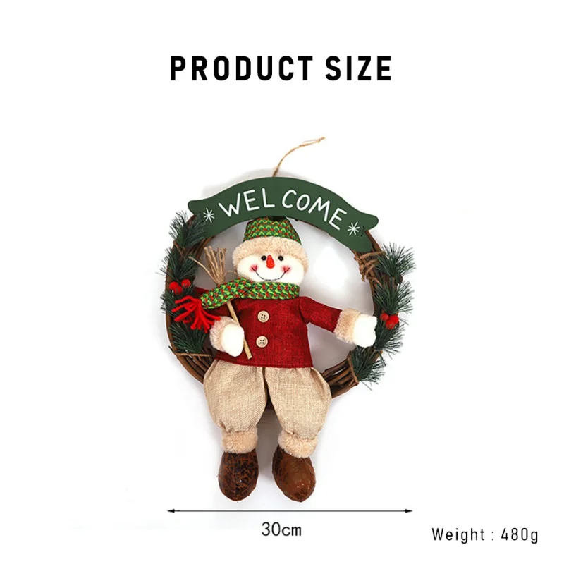 

30cm Rattan Wreath Christmas Decor Floral Hoop Wreath Christmas Decor for Home Hanging Creative Home DIY Supplies