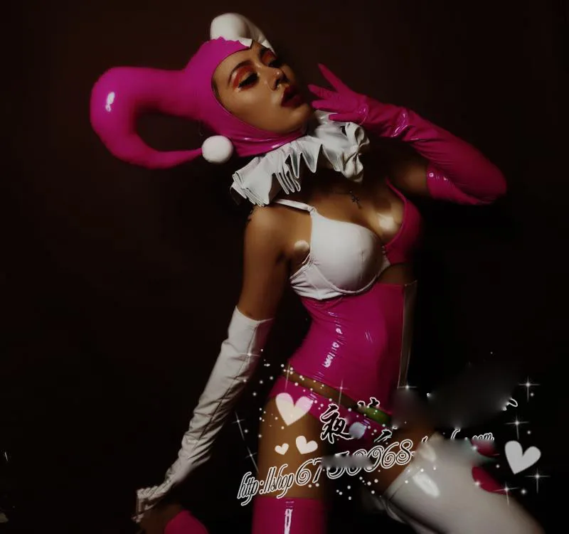 Сексуальная одежда для бара gogo розовый костюм сцены клоуна Хэллоуин парка