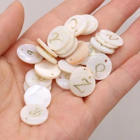 10pcs fine white shell letter pendant round shape natural shell pendant for making diy jewerly necklace accessories 15x15mm