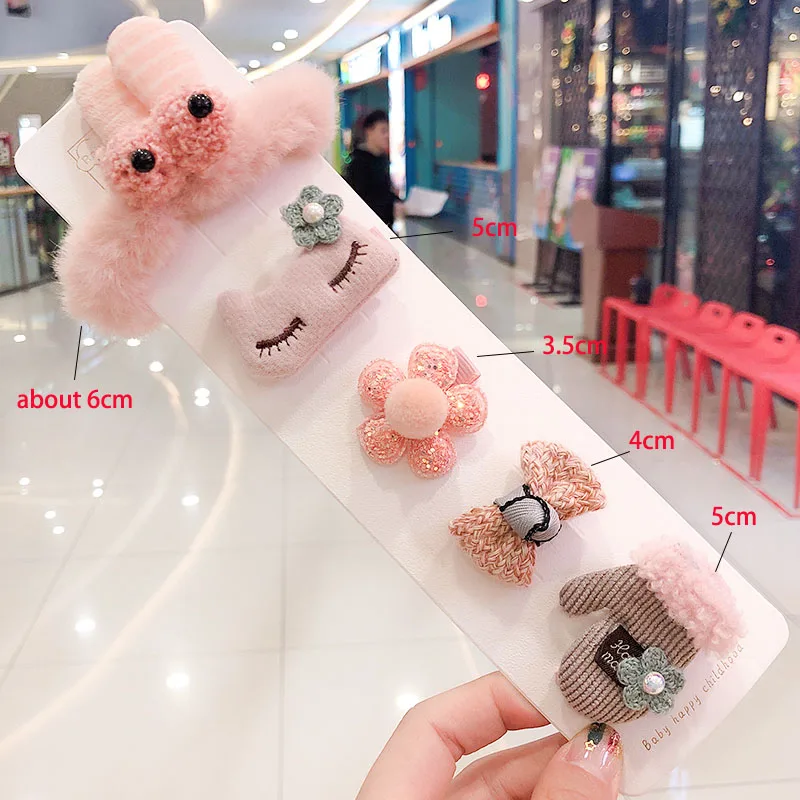 

5/10Pcs/Set New Girls Cute Cartoon Fruit Flower Hair Clips Children Baby Knitting Plush Soft Hairpins Kids Hair Accessories
