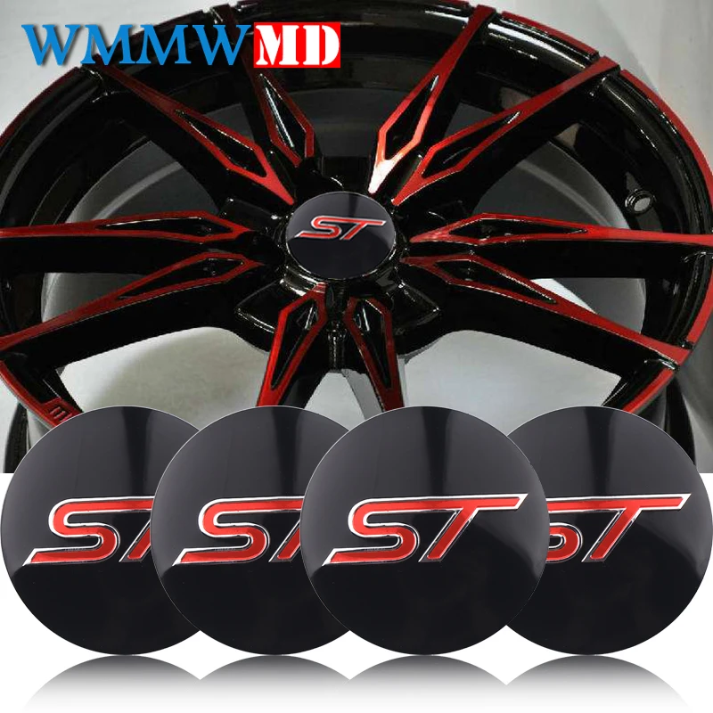 

4PCS 56mm ST Car Wheel Center Stickers Cover for Ford ST Fusion Everest Escape Explorer Edge Mondeo Focus Ecosport Fiesta Kuga