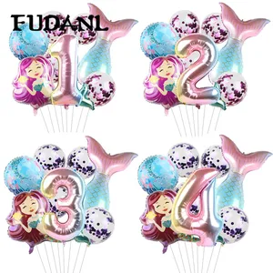 8 шт.лот Русалка Вечерние шары 32 дюймов номер воздушные шары из фольги для дня рождения вечерние украшения Baby Shower Декор гелий Globos