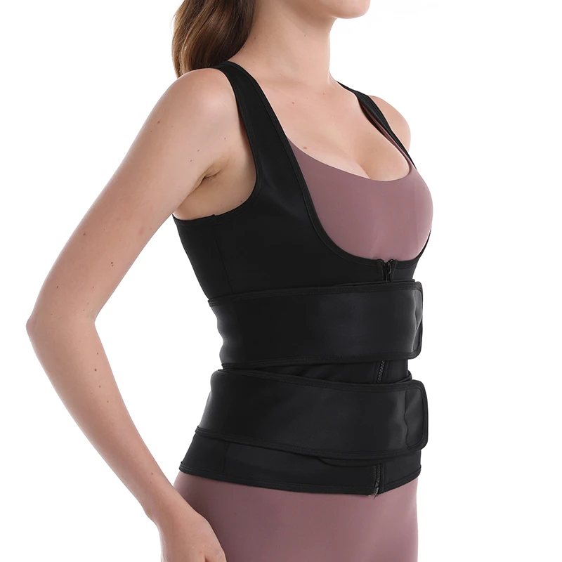 Women Waist Cinchers Corset Vest Double Zipper Belt Band Weight Loss Body Shaper Sweat Sauna Fat Burn Fitness Slimming
