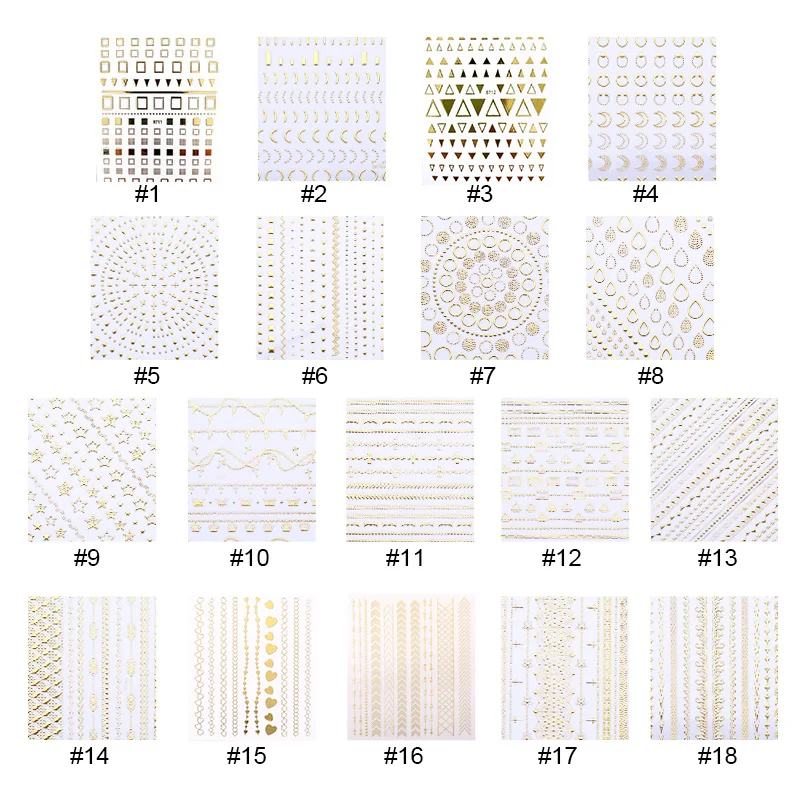 3D наклейки для ногтей Геометрическая Золотая Луна Звезда волна линия