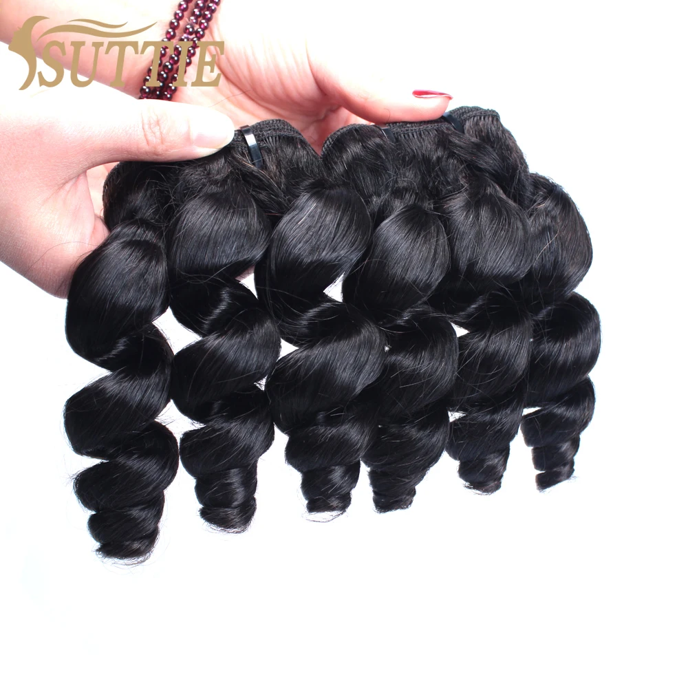 

Suttie Double Drawn Virgin Remy Hair Bundles Egg Curly Brazilian Loose Wave Hair 100% Human Hair Extensions
