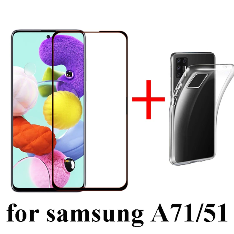 2-в-1 ультра-тонкий ТПУ чехол + Экран закаленное Стекло для samsung Galaxy A51 протектор A71