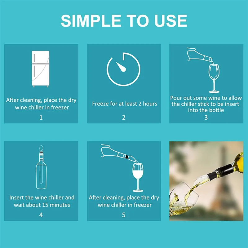 Лед палочка для охлаждения вина из нержавеющей стали с разливателем охлаждающие