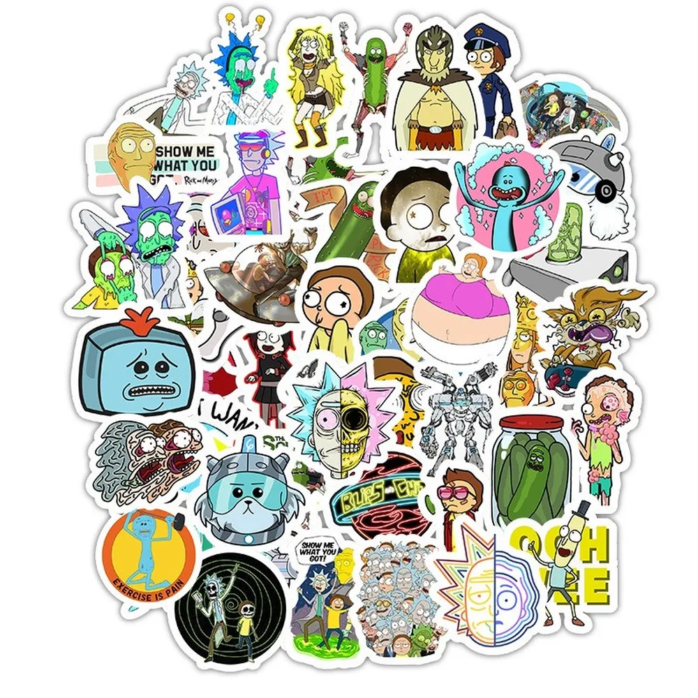 Pegatinas impermeables de pepino de dibujos animados para monopat&iacute;n, Maleta, guitarra, equipaje, port&aacute;til, juguete cl&aacute;sico, 50 unids/paquete-0