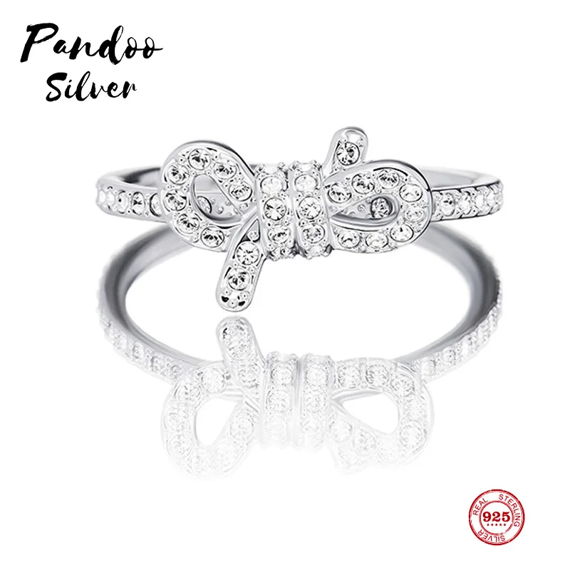 PANDOO модное очаровательное кольцо из чистого серебра 925 пробы оригинал 1:1 копия