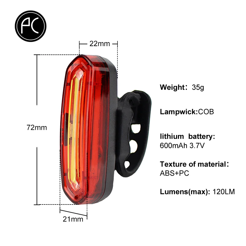 Велосипедный фонарь pвелоспорт портативный Перезаряжаемый от USB COB светодиодный