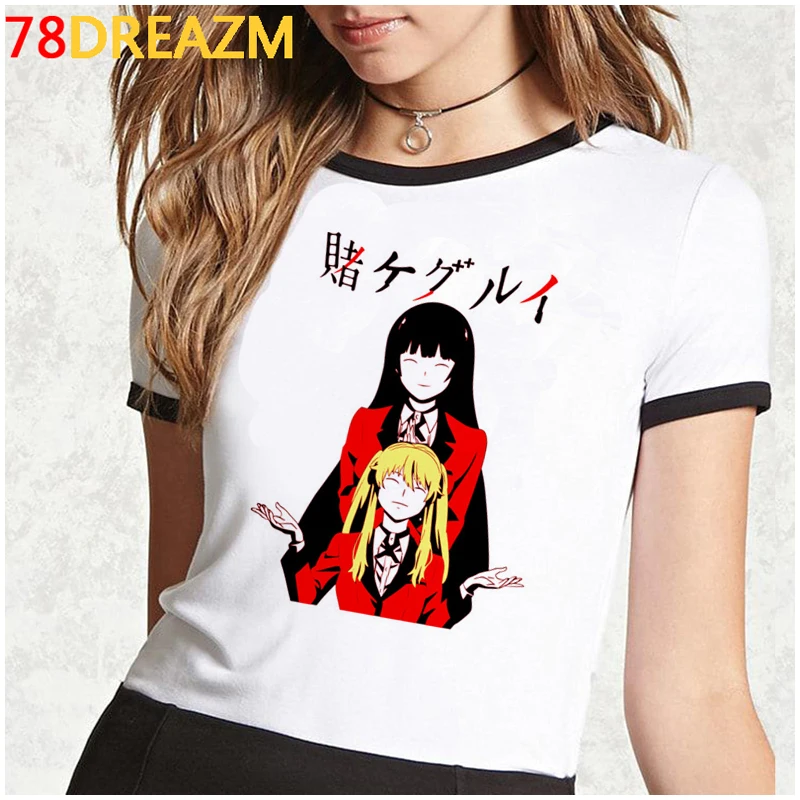Новинка Kakegurui Футболка женская Kawaii летние топы Мультяшные Графические футболки