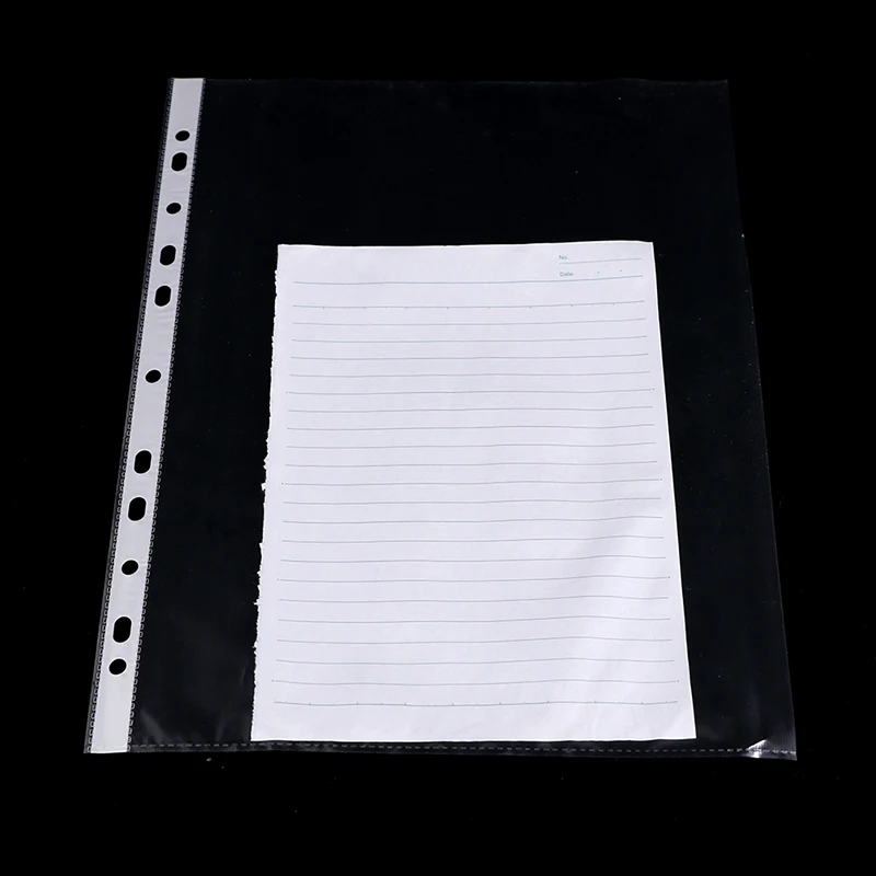 

100Pcs A4 11 Holes Plastic Punched Pockets Folders FilingLoose Leaf Documents Sheet Protectors Transparent Folder Bag