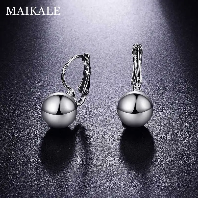 10mmSilver MAIKALE серьги-гвоздики с шариками медные матовые гладкие золотые серебряные популярные круглые корейские серьги для женщин модные ювелирные изделия подарки - Окраска металла: 10mmSilver